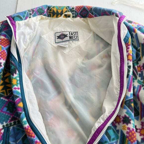 Vintage East West Snow Jacket Medium Aztec Southwestern 90s Full Zip Lined Puff - Picture 13 of 16